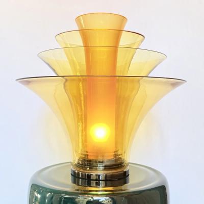 Late 20th Century Bronzed Brass and Yellow Murano Glass Table Lamp