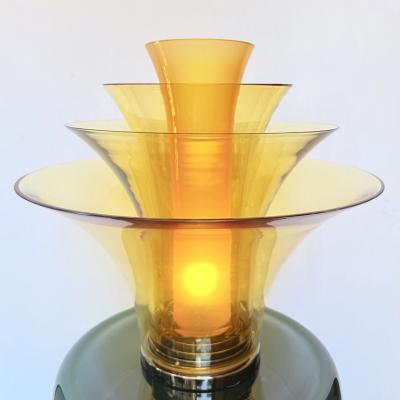 Late 20th Century Bronzed Brass and Yellow Murano Glass Table Lamp