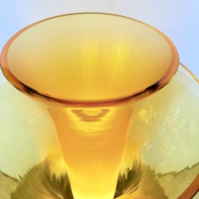 Late 20th Century Bronzed Brass and Yellow Murano Glass Table Lamp