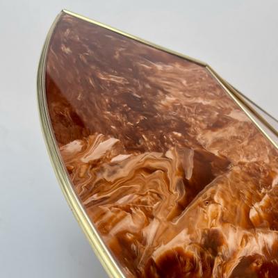 Late 20th Century Brown Orange Murano Glass W Brass Finishings Cocktail Table