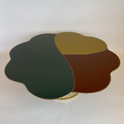 Late 20th Century Flower Shape w Opaline Glass Ceramic Balls Coffee Table