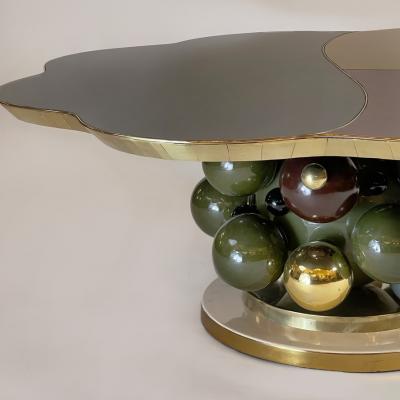 Late 20th Century Flower Shape w Opaline Glass Ceramic Balls Coffee Table