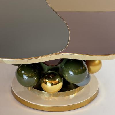 Late 20th Century Flower Shape w Opaline Glass Ceramic Balls Coffee Table