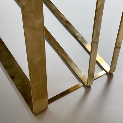 Late 20th Century Italian Brass Lemon Yellow Mirror Console w Three Drawers