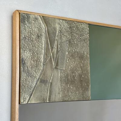 Late 20th Century Italian Green Bronze Mirror W Sculptural Bronze Plaques