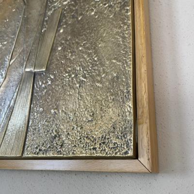 Late 20th Century Italian Green Bronze Mirror W Sculptural Bronze Plaques
