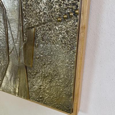 Late 20th Century Italian Green Bronze Mirror W Sculptural Bronze Plaques
