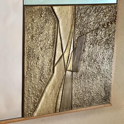Late 20th Century Italian Green Bronze Mirror W Sculptural Bronze Plaques