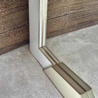 Late 20th Century Italian Light Grey Gold Opaline Glass w Brass Wall Mirror