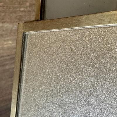 Late 20th Century Italian Light Grey Gold Opaline Glass w Brass Wall Mirror