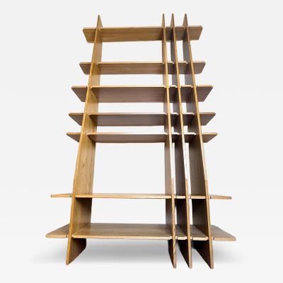 Late 20th Century Italian Oak Wood Tall Bookcase