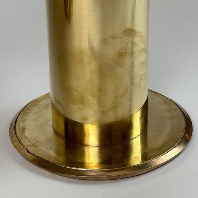 Late 20th Century Italian Pair of Round Brass Silver Mirror Side Tables