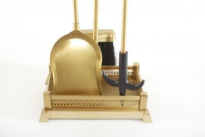 Late 20th Century Italian Solid Gilt Brass Fireplace Tool Set