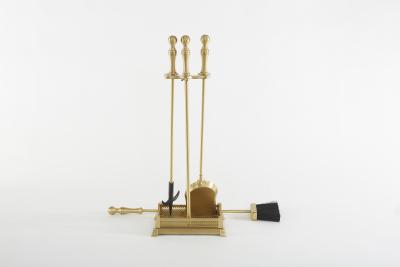 Late 20th Century Italian Solid Gilt Brass Fireplace Tool Set