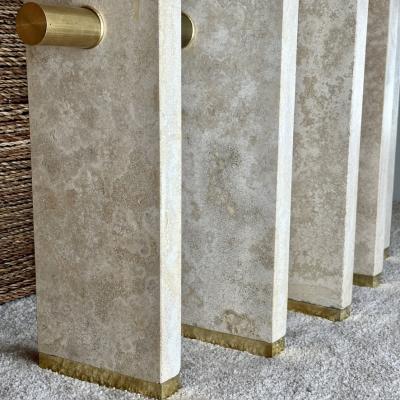 Late 20th Century Italian Travertine with Brass Details Console Table