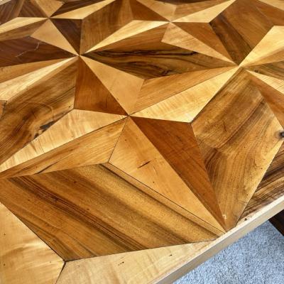 Late 20th Century Italian Wooden Mosaic with Compass Roses Top Coffee Table