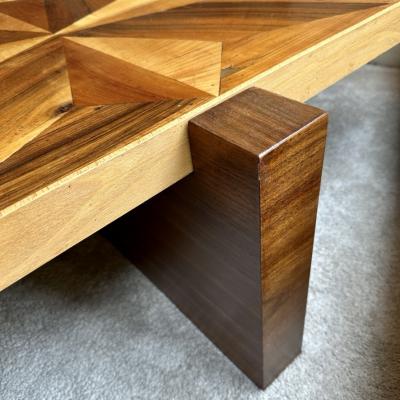 Late 20th Century Italian Wooden Mosaic with Compass Roses Top Coffee Table