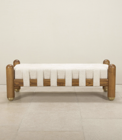 Late 20th Century Italian brass and wood bench