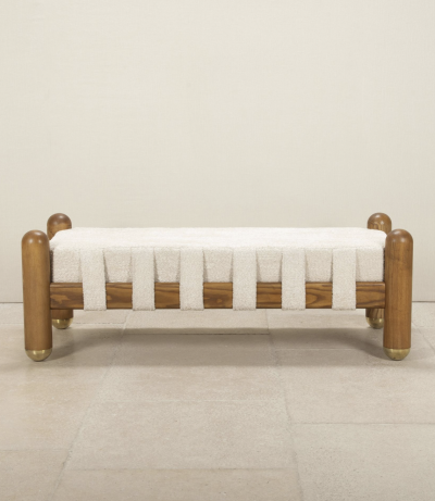 Late 20th Century Italian brass and wood bench