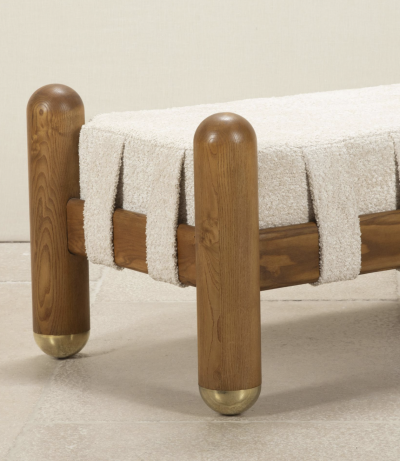 Late 20th Century Italian brass and wood bench