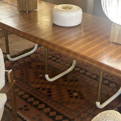 Late 20th Century Macassar Ebony Veneered Dining Table with Iron Basement