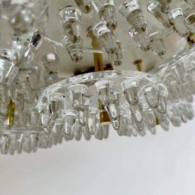 Late 20th Century Metal Brass w Transparent Murano Glass Disks Flush Mount