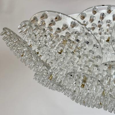 Late 20th Century Metal Brass w Transparent Murano Glass Disks Flush Mount