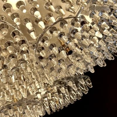 Late 20th Century Metal Brass w Transparent Murano Glass Disks Flush Mount