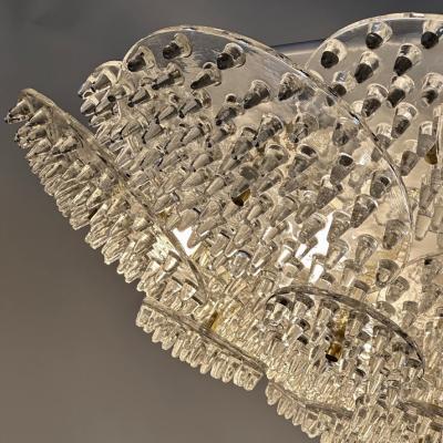 Late 20th Century Metal Brass w Transparent Murano Glass Disks Flush Mount