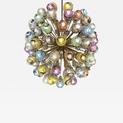 Late 20th Century Nickel Brass Sputnik Chandelier w Murano Art Glass Boules