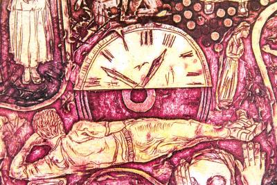 Late 20th Century Numbered 52 70 Drawing with Giltwood Frame