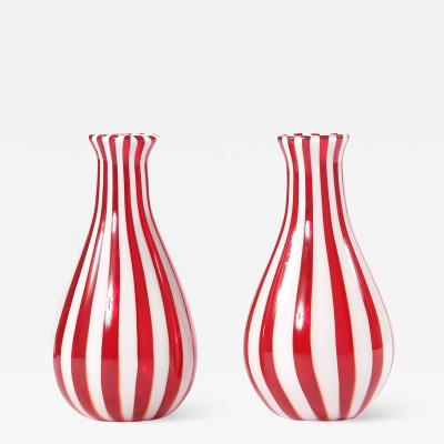 Late 20th Century Pair Murano Glass Vases Pieces