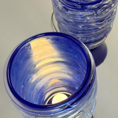 Late 20th Century Pair of Blu Murano Glass Table Lamps