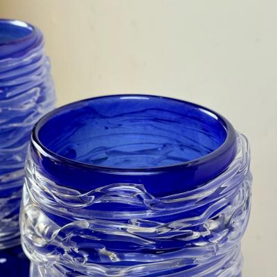 Late 20th Century Pair of Blu Murano Glass Table Lamps