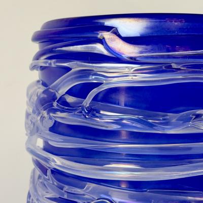 Late 20th Century Pair of Blu Murano Glass Table Lamps