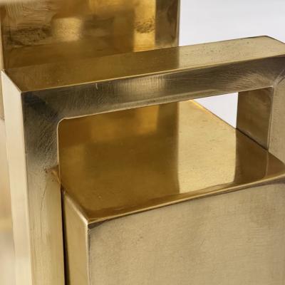 Late 20th Century Pair of Brass Blue W Gold Shades Murano ArtGlass Side Tables