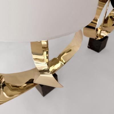 Late 20th Century Pair of Brass and Black Marquina Marble Sculptural Table Lamps