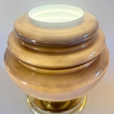 Late 20th Century Pair of Brass and Grey Murano Glass Table Lamps
