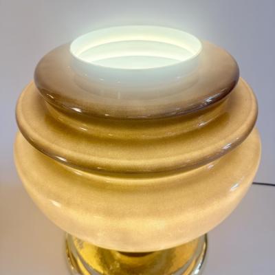 Late 20th Century Pair of Brass and Grey Murano Glass Table Lamps
