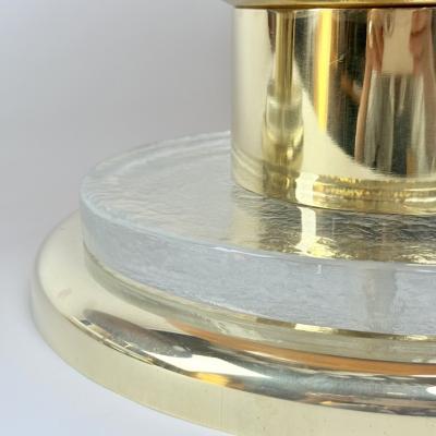 Late 20th Century Pair of Brass and Grey Murano Glass Table Lamps