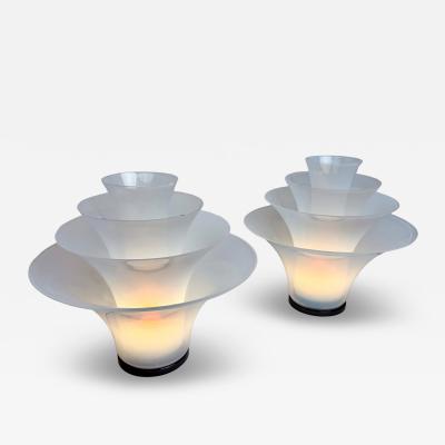 Late 20th Century Pair of Brass and Iridescent Murano Glass Table Lamps