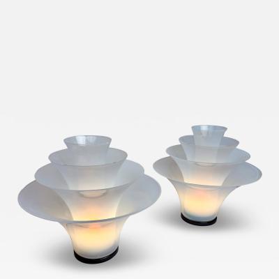 Late 20th Century Pair of Brass and Iridescent Murano Glass Table Lamps