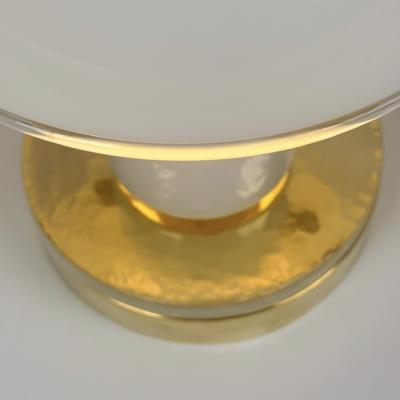 Late 20th Century Pair of Brass and Lattimo Murano Glass Table Lamps