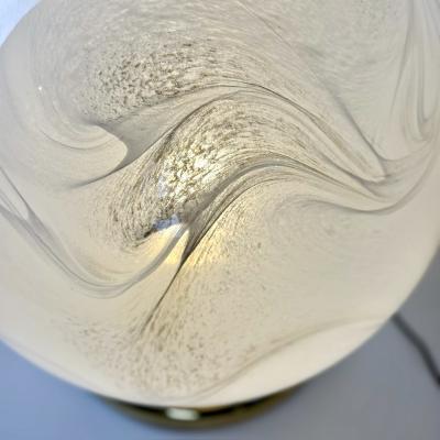 Late 20th Century Pair of Brass and Marbled Murano Glass Table Lamps