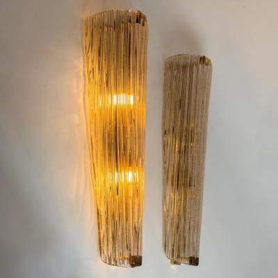 Late 20th Century Pair of Brass and Pink Murano Glass w Gold Glitter Sconces