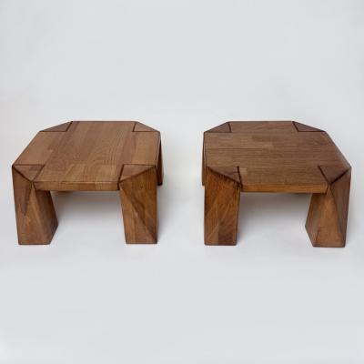 Late 20th Century Pair of Italian Squared Wooden Pedestals