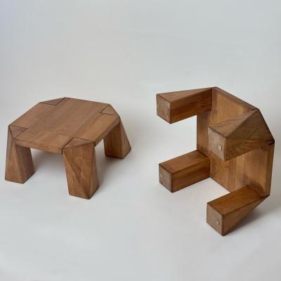 Late 20th Century Pair of Italian Squared Wooden Pedestals