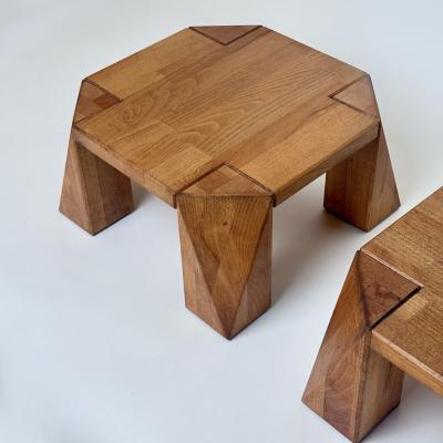 Late 20th Century Pair of Italian Squared Wooden Pedestals
