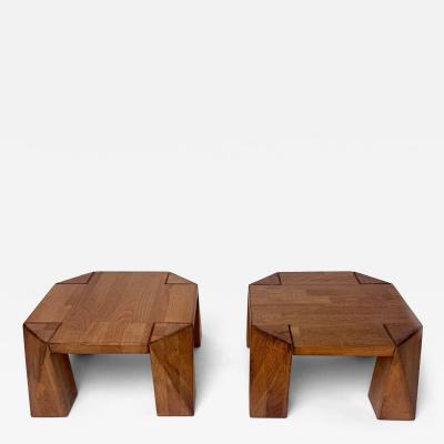 Late 20th Century Pair of Italian Squared Wooden Pedestals