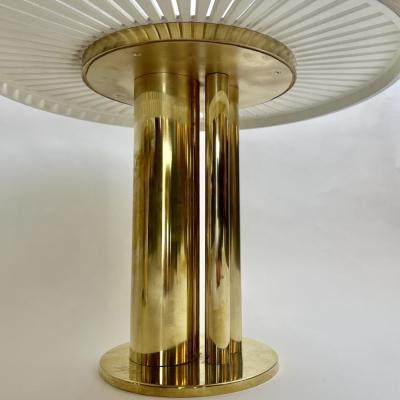Late 20th Century Pair of Round Ash Wood w Opaline Glass Brass Coffee Tables